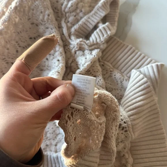 3/$20⚡️ Croft & Barrow Cream Knit Short Sleeve Cardigan Festival Boho Bohemian - Picture 4 of 15